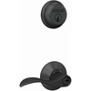 image:imageSchlage Deadbolt amp Door Handle Set Accent Lever Matte Black  Front door set with single cylinder deadbolt amp reversible entry lever Keyed alike Certified security amp durability 2 keysPack of 1