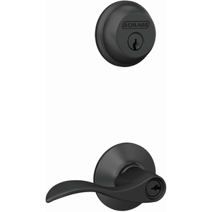 image:imageSchlage Deadbolt amp Door Handle Set Accent Lever Matte Black  Front door set with single cylinder deadbolt amp reversible entry lever Keyed alike Certified security amp durability 2 keysPack of 1