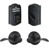 image:imageSchlage FBE365 V CAM 716 Acc Camelot Aged Bronze Electronic Door Lock Deadbolt with Accent Door Lever Combo