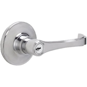 image:imageJSeries by Schlage Torino Door Lever with Standard Trim Keyed Entry Lock Satin Nickel J54 TOR 619Bright Chrome
