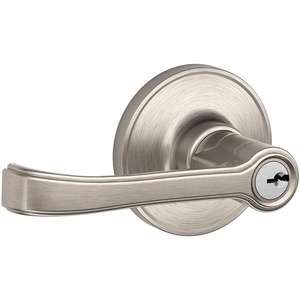 image:imageJSeries by Schlage Torino Door Lever with Standard Trim Keyed Entry Lock Satin Nickel J54 TOR 619Satin Nickel