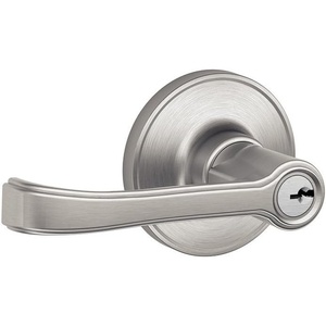 image:imageJSeries by Schlage Torino Door Lever with Standard Trim Keyed Entry Lock Satin Nickel J54 TOR 619Satin Stainless Steel