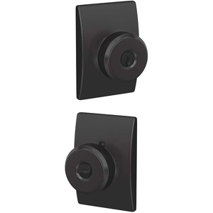 image:imageSchlage Bowery Keyed Entry Door Knob InteriorExterior Matte Black  Keyed entry door knob with turnbutton lock Easy to install Certified security amp durability Universal fit 2 keys