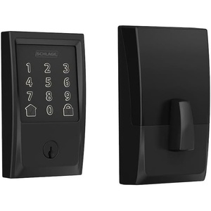 image:imageSchlage Residential BE489WBCCEN622 Century Encode Smart WiFi Touchscreen Deadbolt C Keyway with 12351 Latch and 10116 Strike Matte Black Finish
