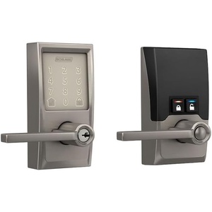 image:imageSchlage Residential FE789WBCCEN619LAT Century Encode Smart WiFi Touchscreen Latitude Lever Lock with C Keyway 16211 Latch and 10063 Strike Satin Nickel Finish