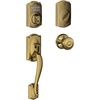 image:imageSCHLAGE FE365CAMGEO Camelot Electronic Handleset with Georgian Knob  Antique Brass