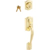 image:imageSchlage F58 CAM 605 Camelot Handleset Exterior Bright Brass Exterior Half Only