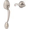 image:imageSCHLAGE Plymouth Entry Handleset Right Hand Flair Lever Bright BrassSatin Nickel