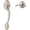 image:imageSCHLAGE Plymouth Entry Handleset Right Hand Flair Lever Bright BrassSatin Nickel