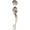 image:imageSCHLAGE Plymouth Entry Handleset Right Hand Flair Lever Bright BrassSatin Nickel