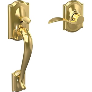 image:imageSCHLAGE Camelot Entry Handleset Right Hand Accent Lever Bright BrassBright Brass