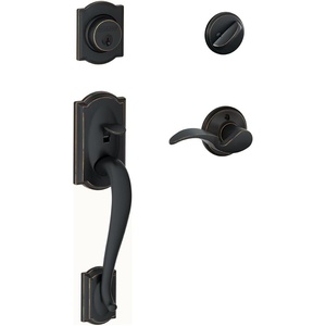 image:imageSchlage Camelot Single Cylinder Handleset and Avanti Lever Aged Bronze F60 V CAM 716 AVA