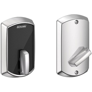 image:imageSchlage Residential BE467FGRW625 Greenwich Control Keyless Smart Fire Rated Deadbolt with 12398 Latch and 10116 Strike Bright Chrome Finish